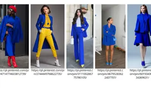 Eleganckie stylizacje w odcieniu **kolor chabrowy**. Garnitury, płaszcze i sukienki prezentują się niezwykle szykownie.