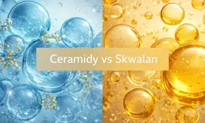 Porównanie ceramidów i skwalanu. Skwalan to cenny składnik nawilżający, który tworzy na skórze ochronną warstwę.