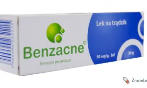 Opakowanie leku Benzacne, żelu na trądzik z nadtlenkiem benzoilu. Szukasz benzacne zamiennik? Ten lek może być dla Ciebie.