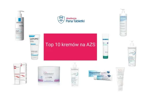 Kolekcja produktów: maść na atopowe zapalenie skóry, kremy i emulsje do ciała, w tym marki La Roche-Posay, Bioderma, Avene.