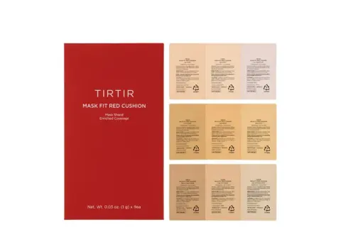 TIRTIR Mask Fit Red Cushion w 9 odcieniach. Zestaw próbek podkładu TIRTIR.