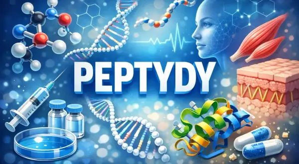 Molekuły, DNA, ludzka twarz i tkanki. Peptydy w nauce i medycynie, od badań po terapie.