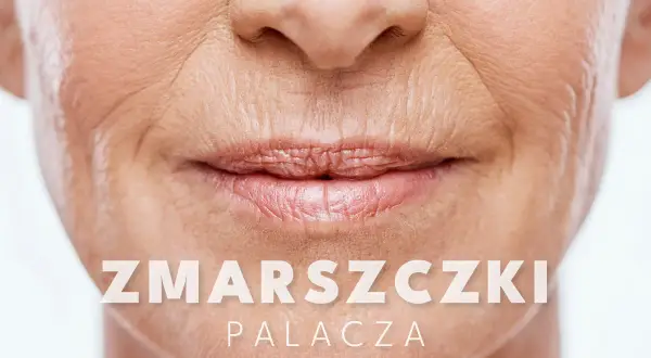 Widoczne głębokie zmarszczki wokół ust, charakterystyczne dla palacza. Skóra wokół ust jest pomarszczona.