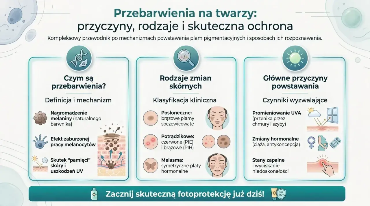 Przewodnik po przebarwieniach na twarzy: przyczyny, rodzaje i ochrona. Dowiedz się, jak mel skin może pomóc w walce z plamami pigmentacyjnymi.