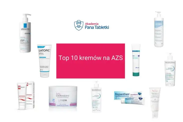 Kolekcja produktów: maść na atopowe zapalenie skóry, kremy i emulsje do ciała, w tym marki La Roche-Posay, Bioderma, Avene.