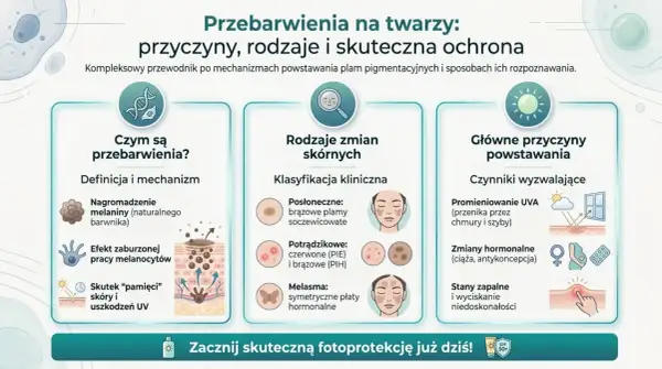 Przewodnik po przebarwieniach na twarzy: przyczyny, rodzaje i ochrona. Dowiedz się, jak mel skin może pomóc w walce z plamami pigmentacyjnymi.