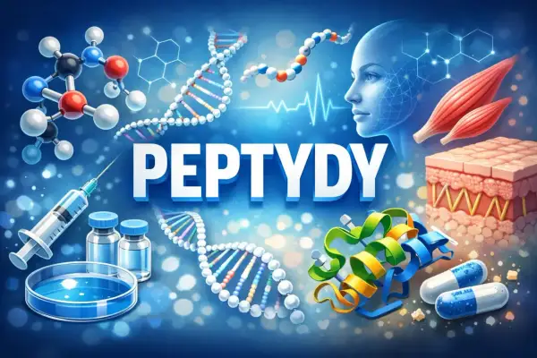 Molekuły, DNA, ludzka twarz i tkanki. Peptydy w nauce i medycynie, od badań po terapie.